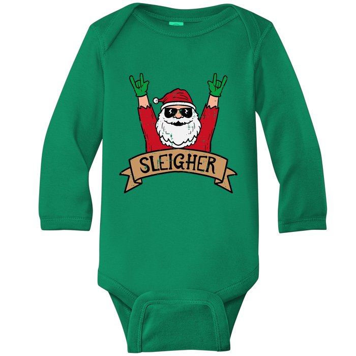 Christmas Sleigher Santa Rock Xmas Rocker Baby Long Sleeve Bodysuit