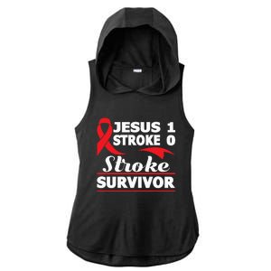 Christian Stroke Survivor Awareness Red Ribbon Brain Attack Ladies PosiCharge Tri-Blend Wicking Draft Hoodie Tank