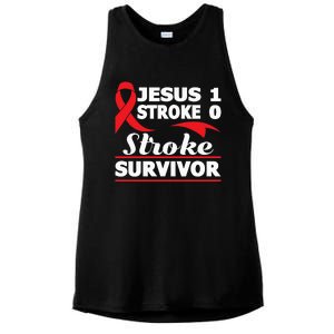 Christian Stroke Survivor Awareness Red Ribbon Brain Attack Ladies PosiCharge Tri-Blend Wicking Tank