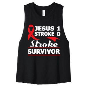 Christian Stroke Survivor Awareness Red Ribbon Brain Attack Women's Racerback Cropped Tank