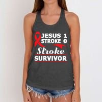 Christian Stroke Survivor Awareness Red Ribbon Brain Attack Women's Knotted Racerback Tank