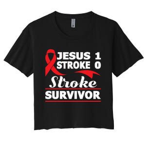 Christian Stroke Survivor Awareness Red Ribbon Brain Attack Women's Crop Top Tee