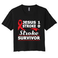 Christian Stroke Survivor Awareness Red Ribbon Brain Attack Women's Crop Top Tee