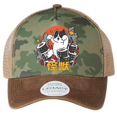 Catzilla Sunset Sushi Cat Japanese Legacy Tie Dye Trucker Hat