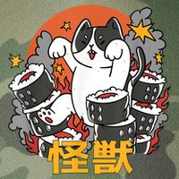 Catzilla Sunset Sushi Cat Japanese Legacy Tie Dye Trucker Hat