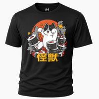 Catzilla Sunset Sushi Cat Japanese Cooling Performance Crew T-Shirt