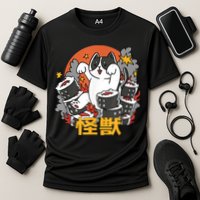 Catzilla Sunset Sushi Cat Japanese Cooling Performance Crew T-Shirt