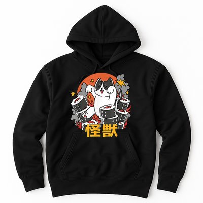 Catzilla Sunset Sushi Cat Japanese Hoodie