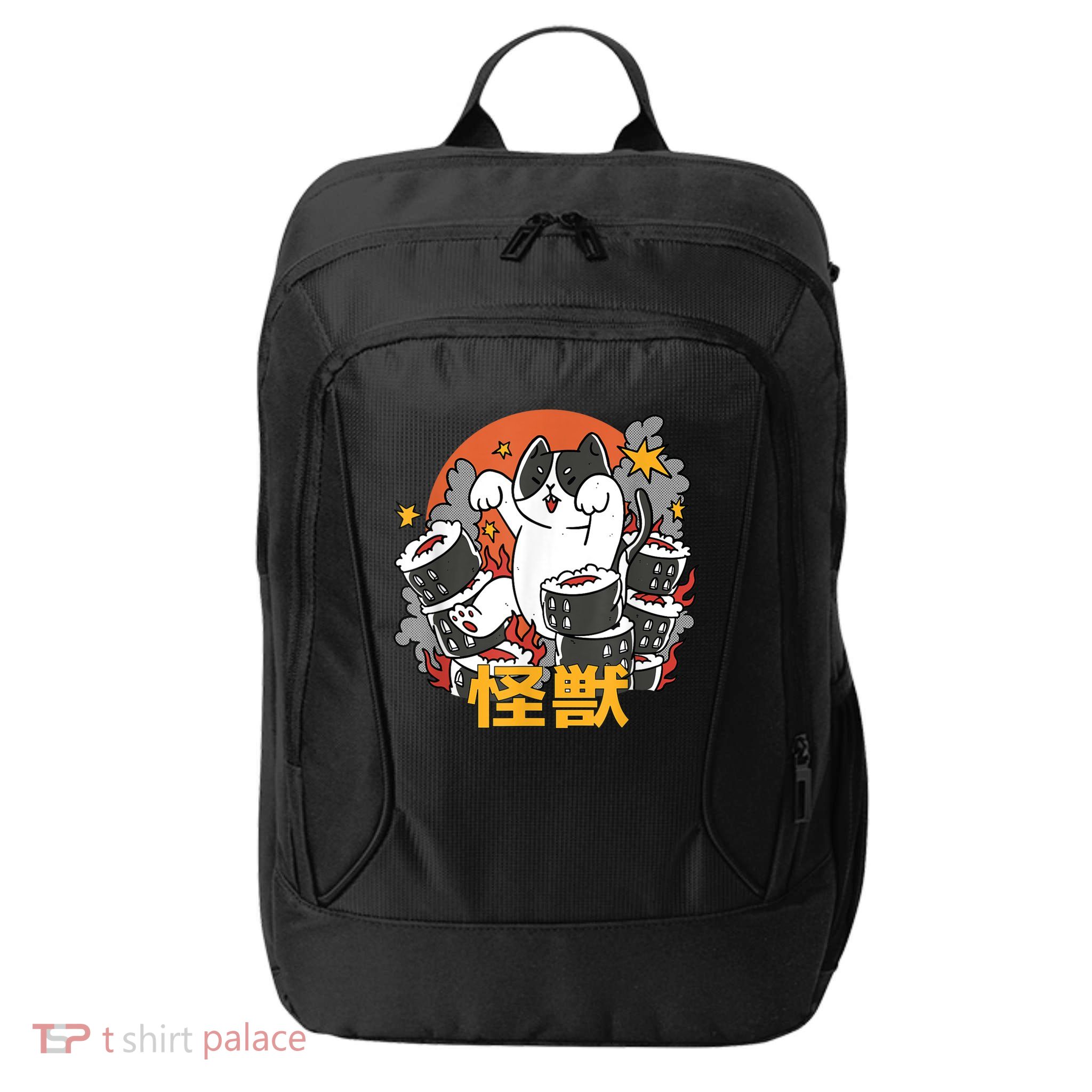 Catzilla Sunset Sushi Cat Japanese City Backpack