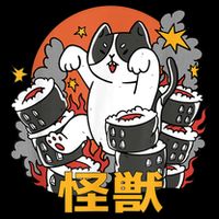Catzilla Sunset Sushi Cat Japanese Backpack