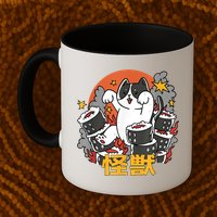 Catzilla Sunset Sushi Cat Japanese Mug