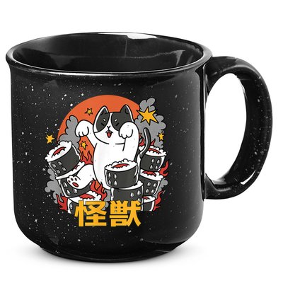 Catzilla Sunset Sushi Cat Japanese 15oz Campfire Ceramic Mug
