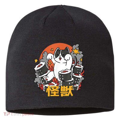 Catzilla Sunset Sushi Cat Japanese Sustainable Beanie