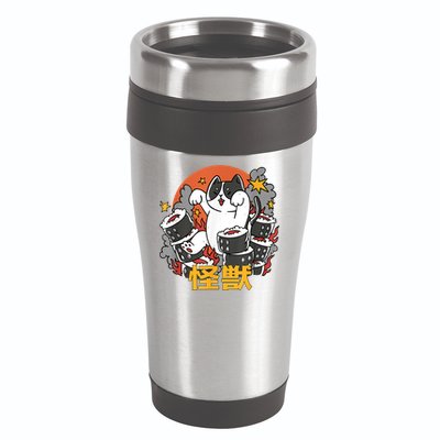 Catzilla Sunset Sushi Cat Japanese 16oz Travel Tumbler