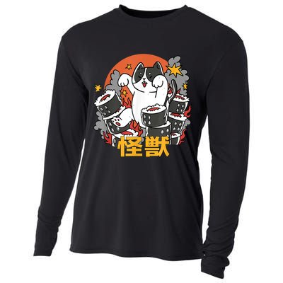 Catzilla Sunset Sushi Cat Japanese Cooling Performance Long Sleeve Crew