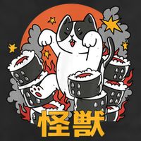 Catzilla Sunset Sushi Cat Japanese 25L Jumbo Tote