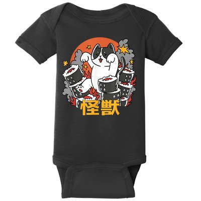 Catzilla Sunset Sushi Cat Japanese Baby Bodysuit