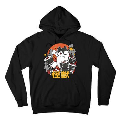 Catzilla Sunset Sushi Cat Japanese Tall Hoodie