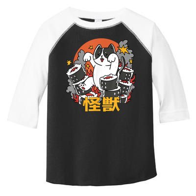 Catzilla Sunset Sushi Cat Japanese Toddler Fine Jersey T-Shirt