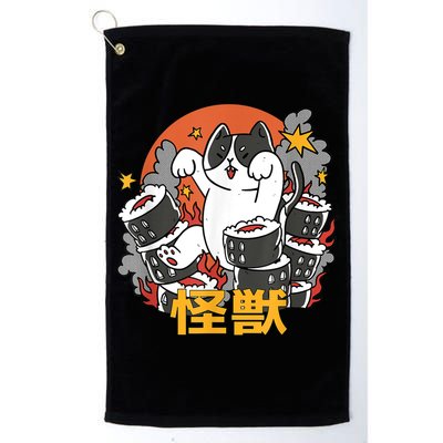 Catzilla Sunset Sushi Cat Japanese Golf Towel