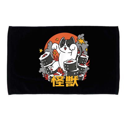 Catzilla Sunset Sushi Cat Japanese Microfiber Hand Towel