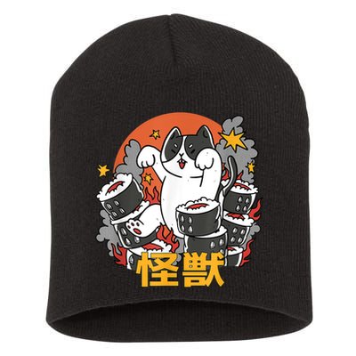 Catzilla Sunset Sushi Cat Japanese Short Acrylic Beanie