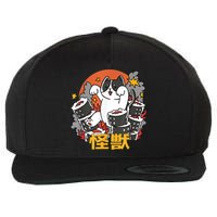 Catzilla Sunset Sushi Cat Japanese Wool Snapback Cap