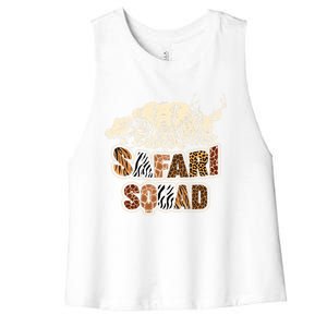 Cool Safari Squad African Family Summer Vacation Meaningful Gift Women's Racerback Cropped Tank