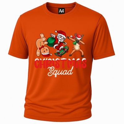 Christmas Squad Skateboard Santa Gingerbread Dancing Meaningful Gift Cooling Performance Crew T-Shirt