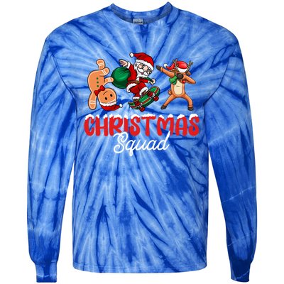 Christmas Squad Skateboard Santa Gingerbread Dancing Meaningful Gift Tie-Dye Long Sleeve Shirt