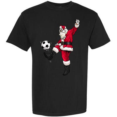 Christmas Santa Soccer Shirts Soccer Lover And Santa Lover TShirt Garment-Dyed Heavyweight T-Shirt