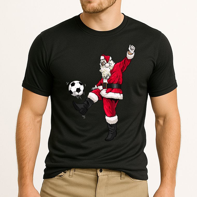 Christmas Santa Soccer Shirts Soccer Lover And Santa Lover TShirt Cooling Performance Crew T-Shirt