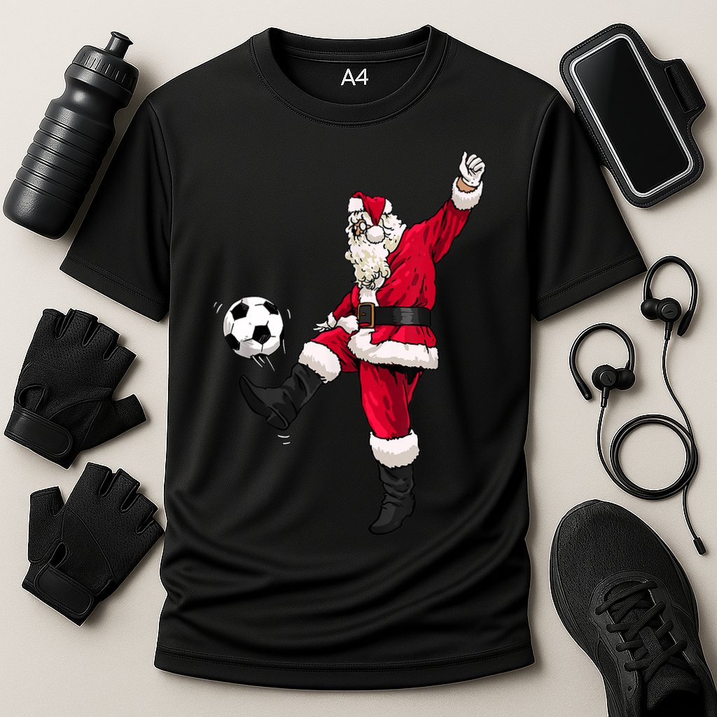 Christmas Santa Soccer Shirts Soccer Lover And Santa Lover TShirt Cooling Performance Crew T-Shirt