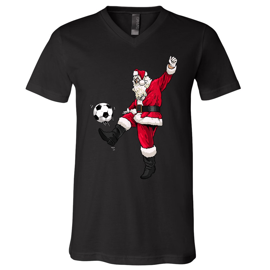 Christmas Santa Soccer Shirts Soccer Lover And Santa Lover TShirt V-Neck T-Shirt