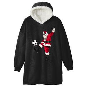 Christmas Santa Soccer Shirts Soccer Lover And Santa Lover TShirt Hooded Wearable Blanket