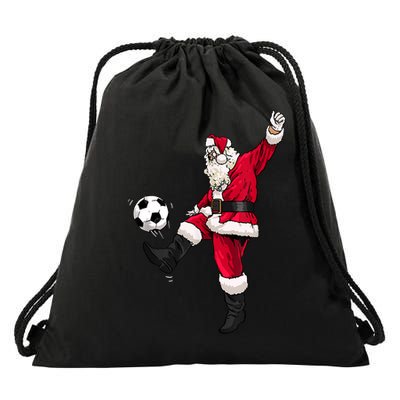 Christmas Santa Soccer Shirts Soccer Lover And Santa Lover TShirt Drawstring Bag