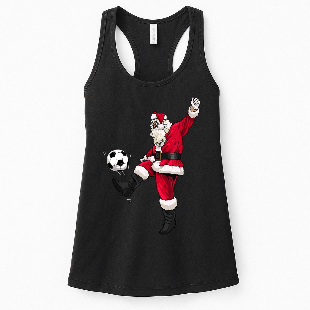 Christmas Santa Soccer Shirts Soccer Lover And Santa Lover TShirt Womens Tank Top
