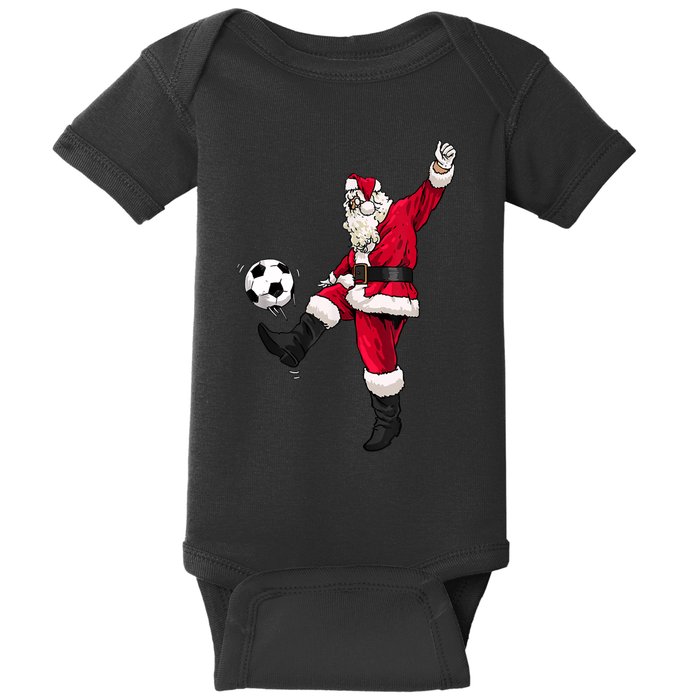 Christmas Santa Soccer Shirts Soccer Lover And Santa Lover TShirt Baby Bodysuit