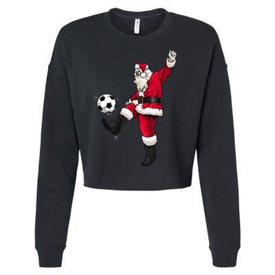 Christmas Santa Soccer Shirts Soccer Lover And Santa Lover TShirt Cropped Pullover Crew