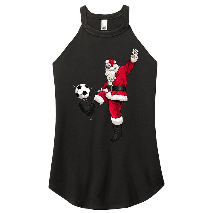 Christmas Santa Soccer Shirts Soccer Lover And Santa Lover TShirt Women's Perfect Tri Rocker Tank