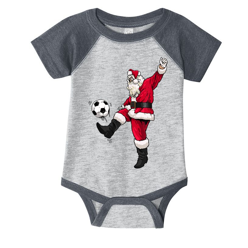 Christmas Santa Soccer Shirts Soccer Lover And Santa Lover TShirt Infant Baby Jersey Bodysuit