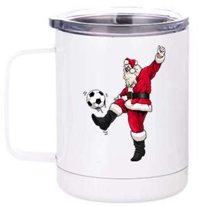 Christmas Santa Soccer Shirts Soccer Lover And Santa Lover TShirt 12 oz Stainless Steel Tumbler Cup