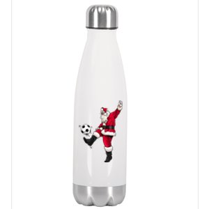 Christmas Santa Soccer Shirts Soccer Lover And Santa Lover TShirt Stainless Steel Insulated Water Bottle