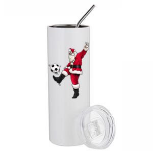 Christmas Santa Soccer Shirts Soccer Lover And Santa Lover TShirt Stainless Steel Tumbler