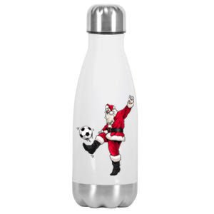 Christmas Santa Soccer Shirts Soccer Lover And Santa Lover TShirt Stainless Steel Insulated Water Bottle