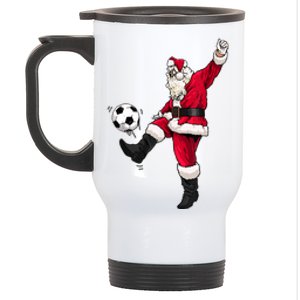 Christmas Santa Soccer Shirts Soccer Lover And Santa Lover TShirt Stainless Steel Travel Mug