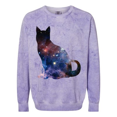  Cat Silhouette Supernova In Galaxy Scifi Space Colorblast Crewneck Sweatshirt