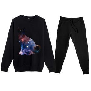  Cat Silhouette Supernova In Galaxy Scifi Space Premium Crewneck Sweatsuit Set