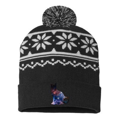  Cat Silhouette Supernova In Galaxy Scifi Space USA-Made Snowflake Beanie