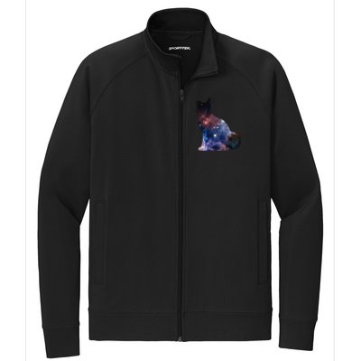  Cat Silhouette Supernova In Galaxy Scifi Space Stretch Full-Zip Cadet Jacket